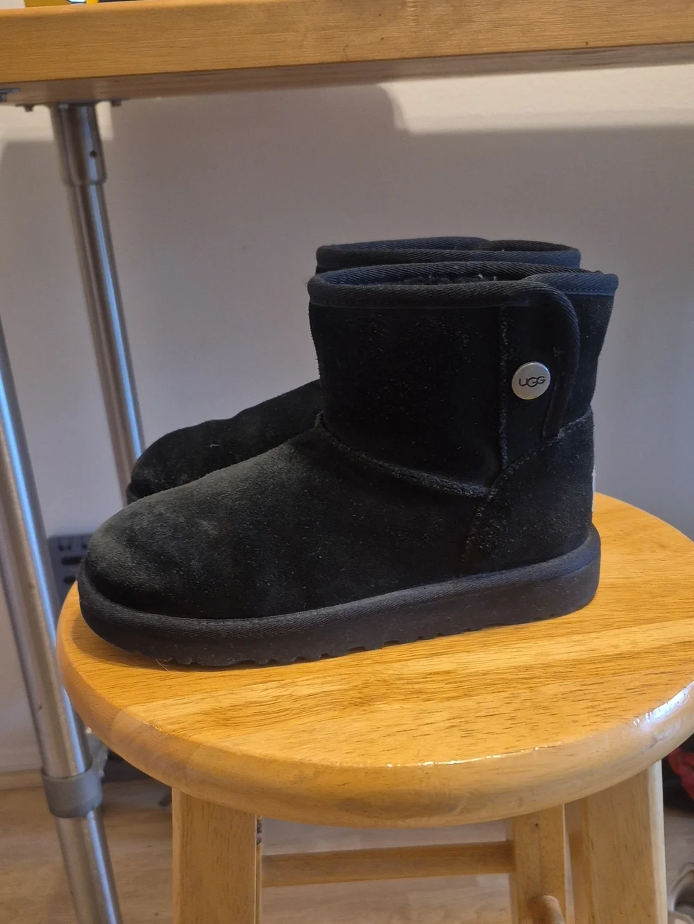 Ugg Black Suede Leather Boots Kids